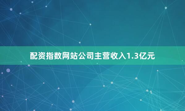 配资指数网站公司主营收入1.3亿元