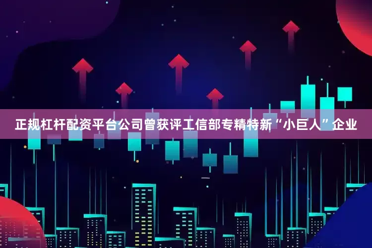 正规杠杆配资平台公司曾获评工信部专精特新“小巨人”企业